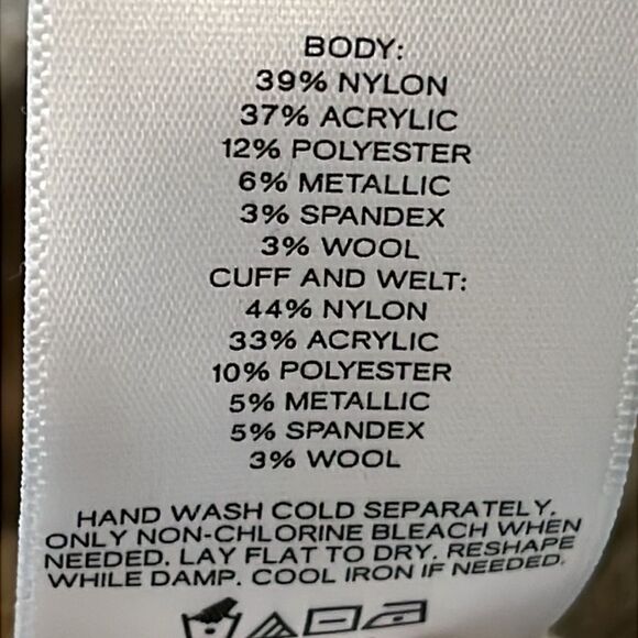 NWOT Express Metallic Sweater Puff Sleeve Gold threading Open Stitch Size Small - Picture 15 of 16